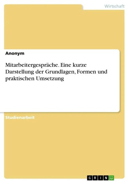 Anonymous | MitarbeitergespräChe. Eine Kurze Darstellung Der Grundlagen,...-image