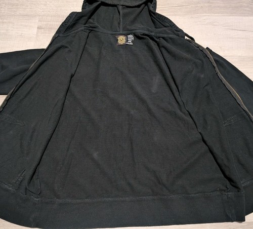 Christian Audigier Hoodie Men Large Full Zip Jacket Motorcycle Tattoo LA Black - Picture 3 of 10