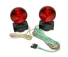 MAXXHAUL 12V Magnetic Towing Light Kit Dual Sided Red Brake Amber Flasher