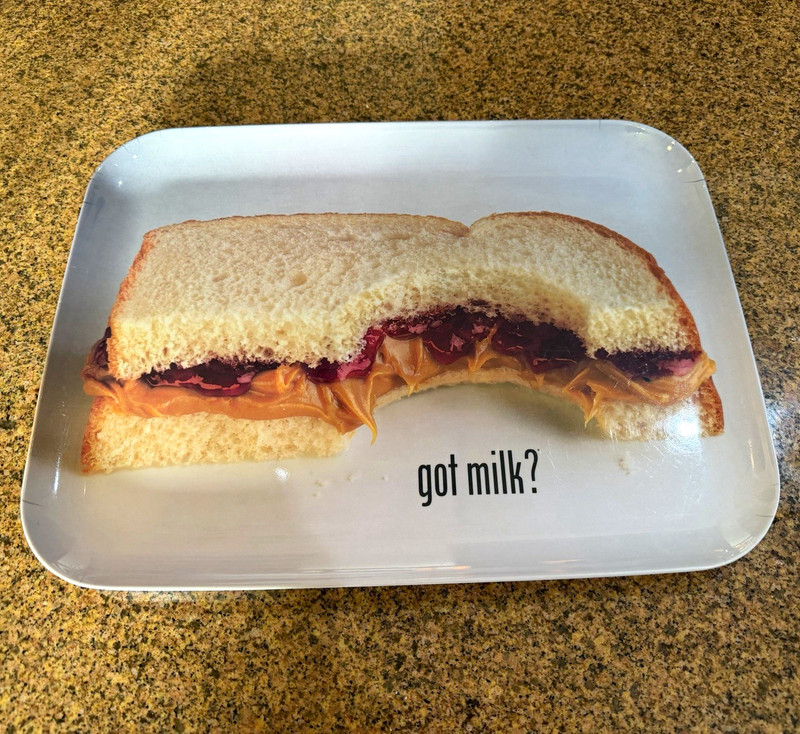 Vintage 1999 Got Milk PB&J Sandwich Plastic Plate Tray Advertising Pop Culture