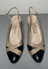 Vintage Salvatore Ferragamo Two-Tone Slingback Pumps Size 9 B