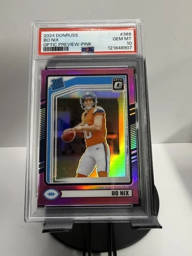 New Listing2024 Panini Donruss - Rated Rookie Bo Nix #369 Optic Preview Pink Prizm (RC)