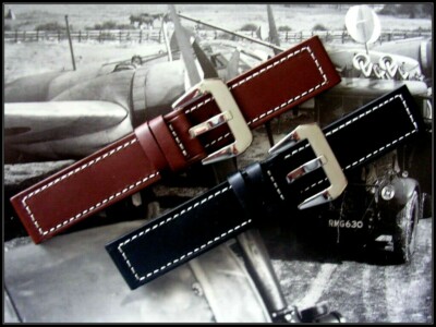 26mm XL Black Pan Shell Oily Leather Pre-V  Pilot watch band strap IW SUISSE usa