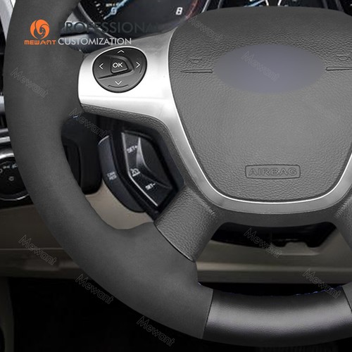 MEWANT Genuine Leather Suede Steering Wheel Cover for Ford Focus Escape C-MAX - Foto 5 di 10