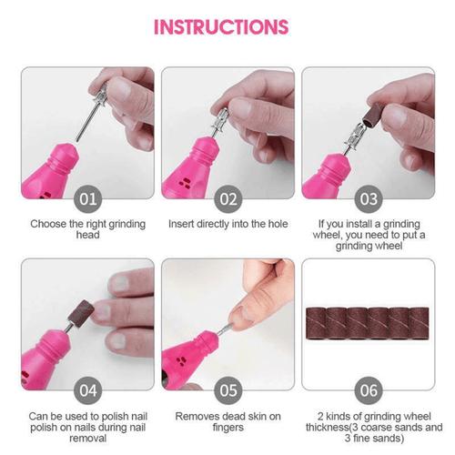 Electric DRILL NAIL File Acrylic Art Bits Manicure Pedicure Portable Machine Kit - Picture 5 of 12