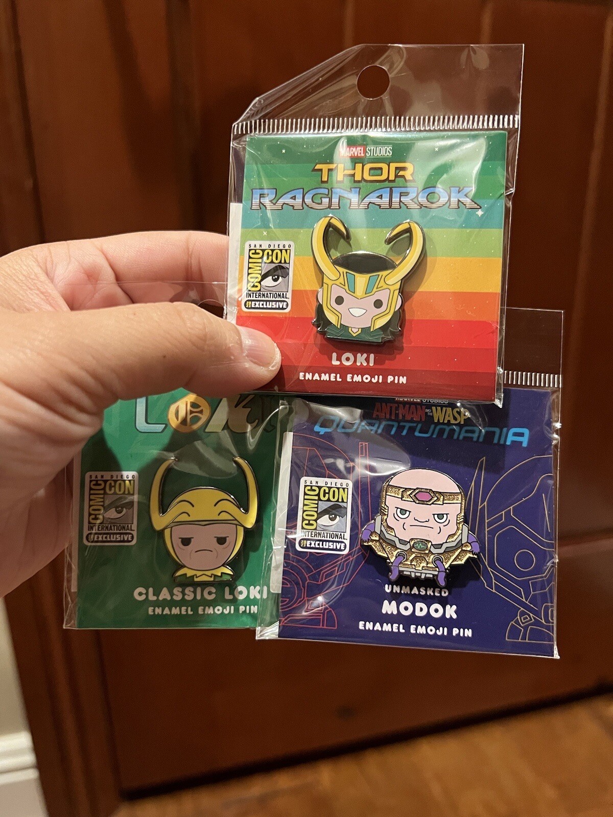 SDCC 2023 Exclusive 100% Soft Marvel Loki, Classic Loki, & M.O.D.O.K Enamel Pins