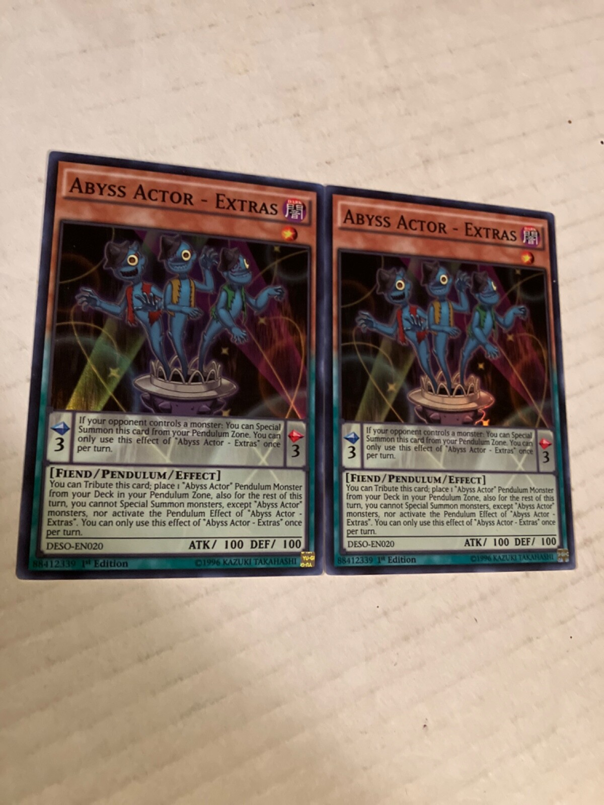 2 abyss actor extras 1st edition foil yu-gi-oh gaming cards cscan