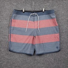 Hang Ten Swim Trunks 40 Blue Board Shorts Striped Drawstring Surfing Swimwear