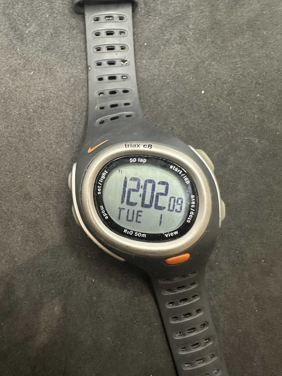 Nike Triax C8 Digital Sport Watch Black Blue 46mm Running Nike Triax C8 Digital Sport Watch Black Blue 46mm Running