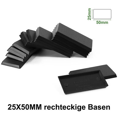 Evemodel 25mmX50mm Rechteckige Basen aus Kunststoff schwarz