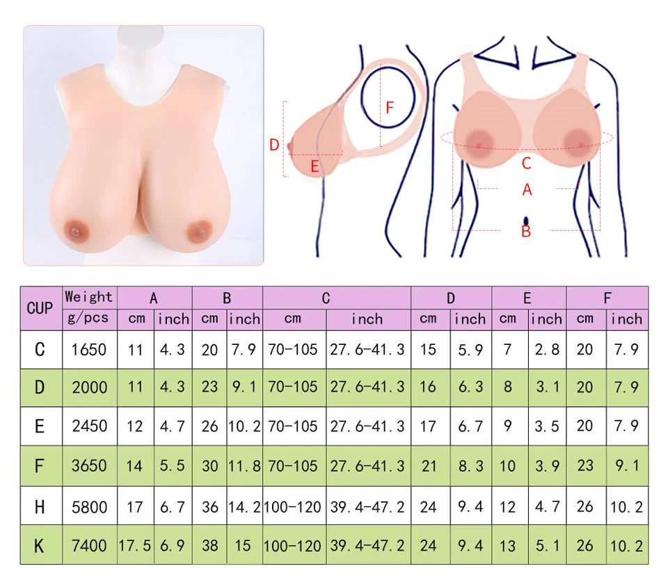 IVITA Drag Queen K Cup Silicone Breast Forms Crossdresser Bra Enhancers - Image 3 of 4