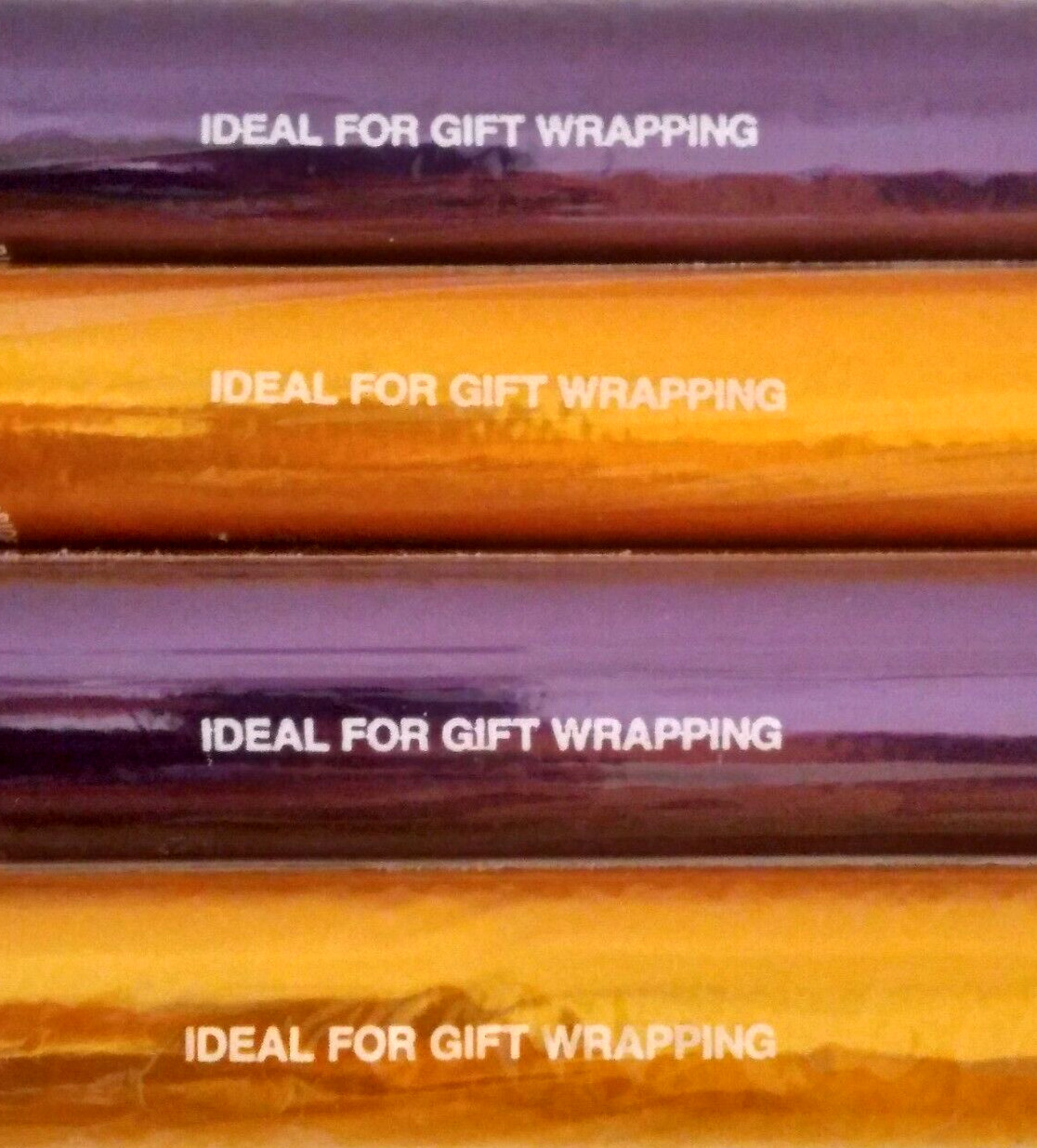 4 Vintage Rolls Deccofilm Transparent Gift Wrap 2 Purple 2 Yellow/Gold
