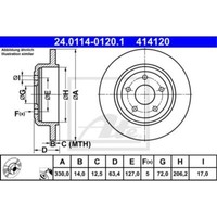 ATE 2X Bremsscheibe Hinten Ø330 Mm Voll FüR Jeep Grand Cherokee IV WK WK2 3.0