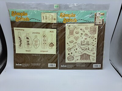 Lot of 2 Janlynn Simple Stitch Needlework Complete Kits Muslin Fabric