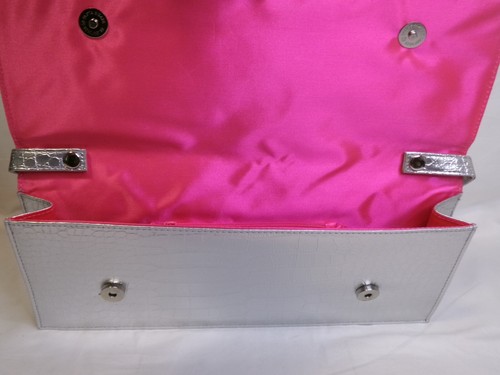 NWT Paris Hilton Silver Handbag Clutch Purse Gem Pink inside - Picture 9 of 9