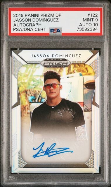 2019 Prizm Draft  silver Auto #122 Jasson Dominguez PSA 9 MINT/Auto 10