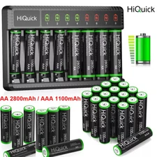 AAA AA Rechargeable Batteries 1100/2800mAh 1.2V Ni-MH / Optional LCD Charger Lot