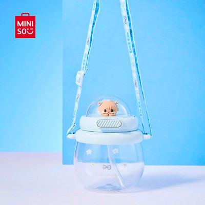 Mikko Illustrations Latte Cat 3D Water Bottle & Strap Pop-Top Leak-Proof Cup Mug
