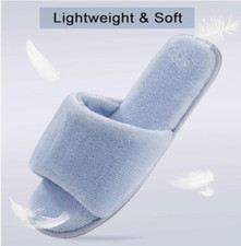 Charter Club Woman Slippers SZ 5-6 Slip-On Blue Memory Foam Super-Plush FUL-484