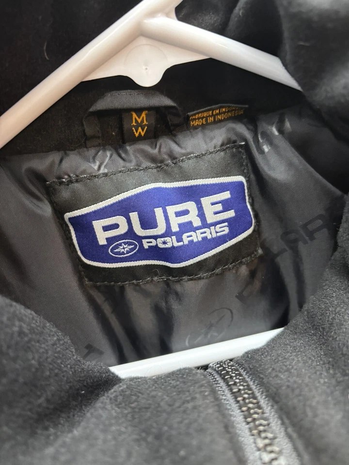 Vtg Pure Polaris Snowmobile Jacket Wmns *MED Yellow Red Striped Y2K Escape 3/4 - Image 4 of 4