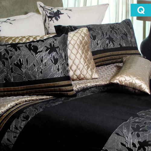 250TC Magnolia Black Embroidered Quilt Cover Set by Canterbury - Picture 4 of 5