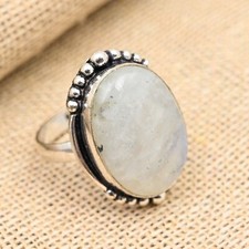 Rainbow Moonstone Gemstone Handmade 925 Sterling Silver Ring Jewelry