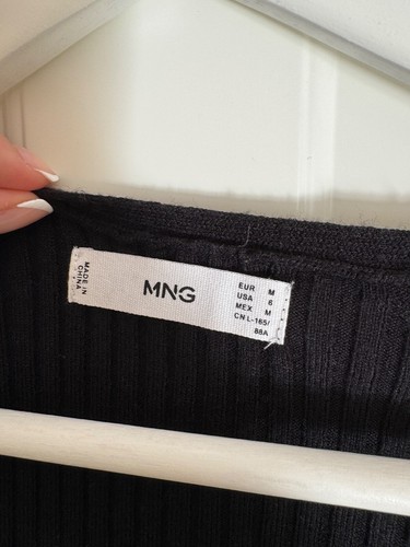 Langes schwarzes Stoff-Kleid Mango, Größe M, mit Schlitz - Bild 3 von 6