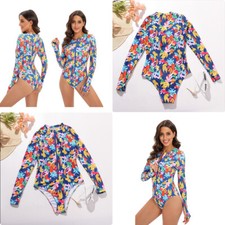 One-Piece Women Long Sleeve Swimsuit Rash Guard UV Protection Surfing Swimwear