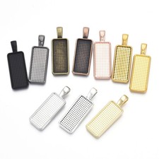 20pc/bag Rectangle Alloy Plain Edge Bezel Cups Pendant Cabochon Settings 25x10mm