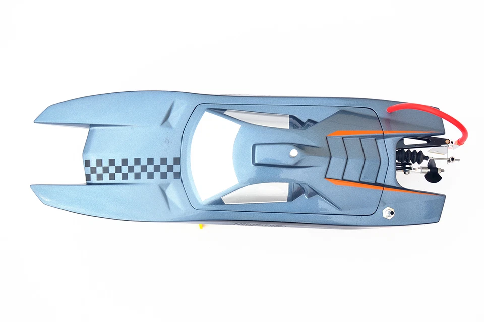 Fibra de Vidrio M370 Cateramarán Gris Eléctrico Carreras RC Barco con Motor Servo ESC PNP Foto 2 de 4