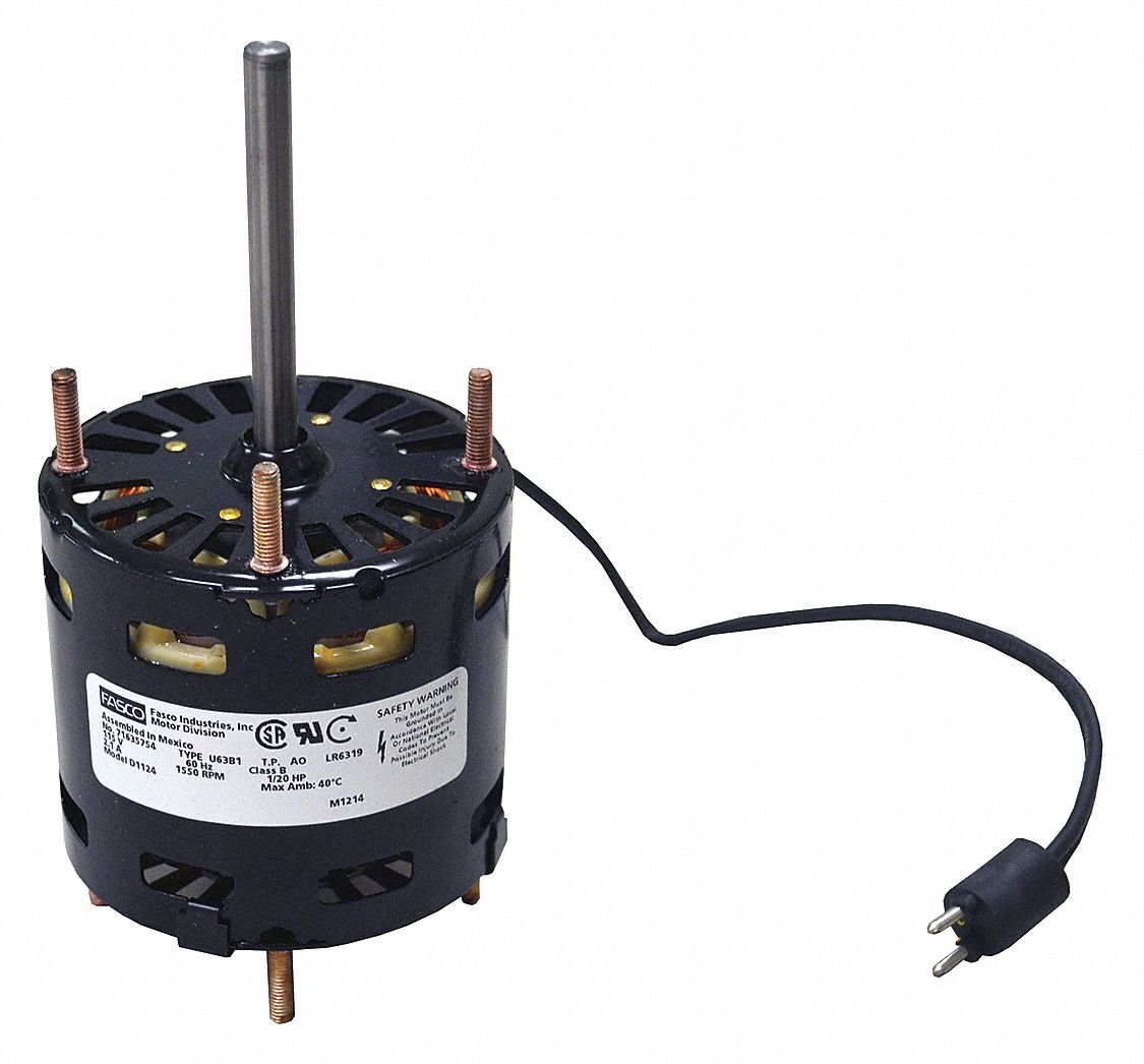 FASCO 1/20 HP, HVAC Motor, Shaded Pole, 1550 Nameplate RPM, 115 Voltage, Frame