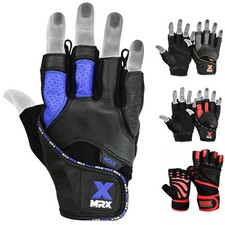 Unisex Weight Lifting Gym Workout Gloves 18 Inches Long Wrist Strap Half Finger