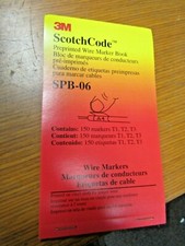    NEW 3M SPB-06 SCOTCHCODE PREPRINTED WIRE MARKER BOOK CONTAINS MARKERS T1,T2,T3
