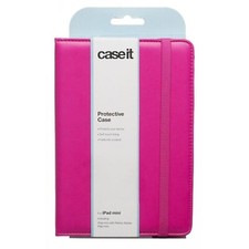 3 x Caseit Pink PU iPad Mini Protective Case Folds Into Stand In Elastic Closure