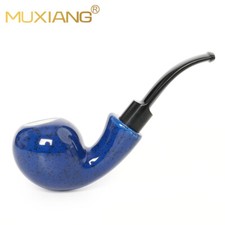MUXIANG Keramik Tabakpfeife 9mm Blowfish Ton Rauchpfeife Acryl gebogener Stiel