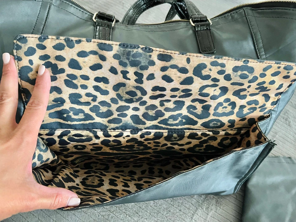 Victoria’s Secret Black Vinyl Weekender Overnight Travel Shoulder Bags- Set of 2 - Image 4 of 4