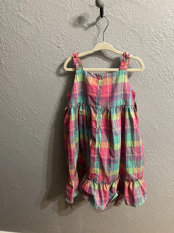 Vestido de sol para niñas talla 4T púrpura rosa a cuadros rosa púrpura, verde azulado Foto 2 de 4