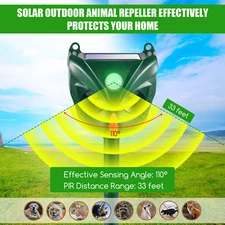 Ultrasonic Solar Animal Repeller Outdoor Pest Deterrent Animal Repeller New