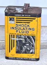 Vintage GM General Motors Part Shock Insulating Fluid Advertising One Gallon Can