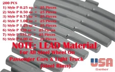 LEAD 200 Pcs HIT ON WEIGHT BALANCE P STYLE .25 .50 .75 1.00 1.25 1.5 1.75 2 oz