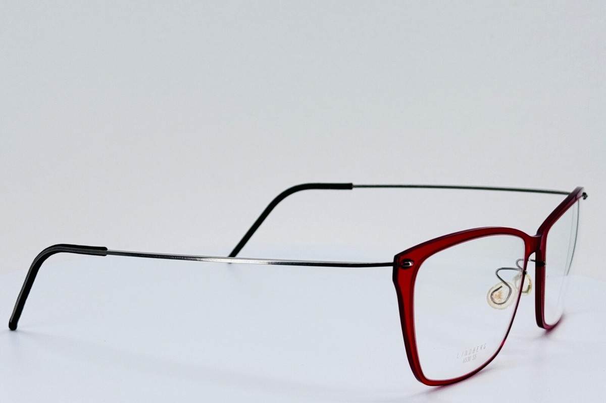 LINDBERG 6530 C12 P10 077/9A1J Red Silver Square Eyeglasses 55-16