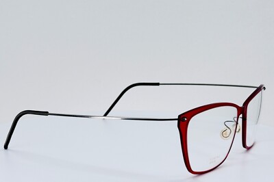 Lindberg クリアレッドファッションメガネ　ケース付き LINDBERG 6530 C12 P10 077/9A1J Red Silver Square Eyeglasses 55-16