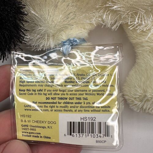Ganz Webkinz Lil Kinz Black & White Cheeky Dog HS192 Stuffed Animal Toy W/ Code - Picture 4 of 5