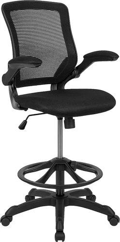 Kale Mid-Back Swivel Office Chair with Adjustable Foot Ring, Lumbar Support, and