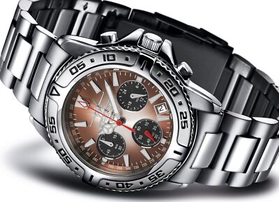 FIREFOX DESTROYER FFS01 sunray kastanie Edelstahl Chronograph Herrenuhr 10ATM