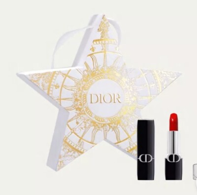 2pc Set Dior Rouge Lip Care Mini Lipstick RED 999 SATIN & Star Gift Box* Sealed