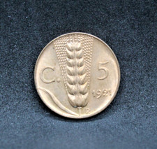 Moneta 1921 Italia Regno 5 Centesimi Spiga da Rotolino FDC (C.00)