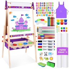 Joyooss Art Easel for Kids Easel for Toddlers,Adjustable Standing Wooden Todd...