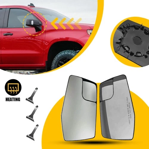 2Pcs L+R Mirror Glass Fits 2019-2023 Chevrolet Silverado 1500 GMC Sierra 1500 EF