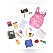 Our Generation Off to School Accessory Set EUC 18  Doll School Supplies Backpack